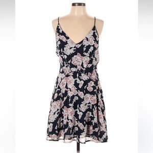 Greylin Navy Dress with Pink Floral Design